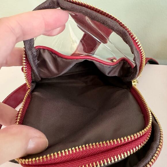 Inicat Un Jour De Chance Crossbody Sling Bag Small Vegan Leather Fanny Packs Red - Picture 9 of 10